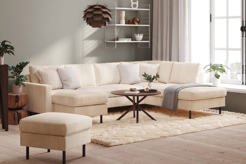 Peppe Manchester 5-seters Sofa med Divan og Sjeselong Høyre - Beige / Lys - Møbler - Sofaer - U-sofa