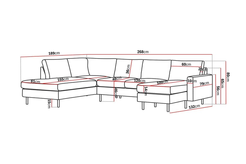 Peppe Sofa med Divan og Chaiselong 5-seter Venstre - Møbler - Sofaer - U-sofa