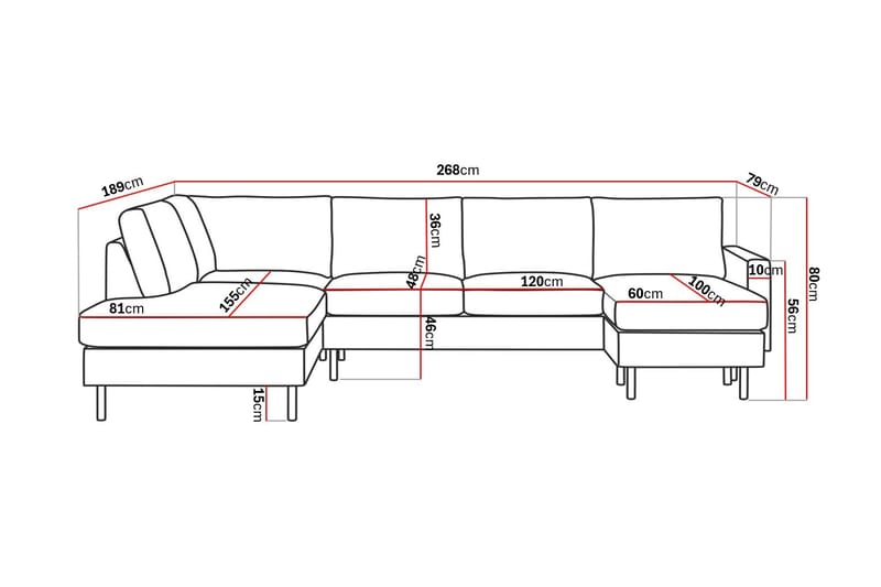 Peppe Sofa med Divan og Chaiselong 5-seter Venstre - Møbler - Sofaer - U-sofa