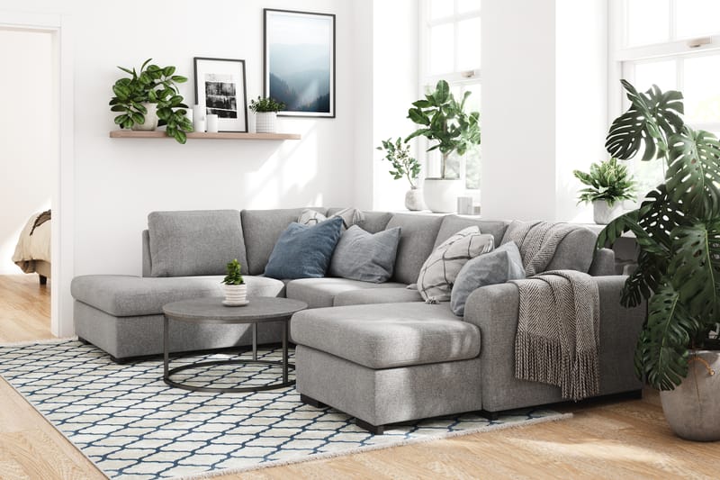 Porto U-sofa med Divan Høyre - Lysegrå - Møbler - Sofaer - U-sofa