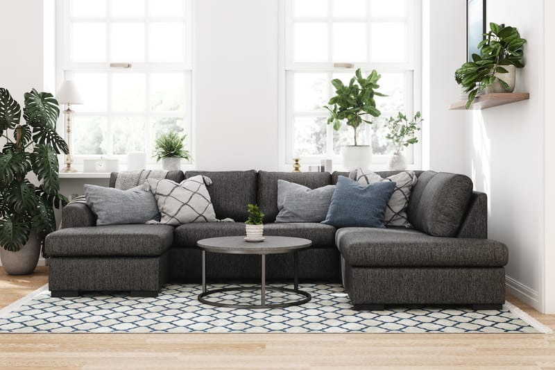 Porto U-sofa med Divan Venstre - Svartmelerad - Møbler - Sofaer - U-sofa