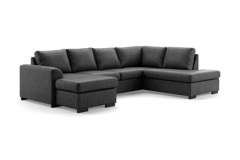 Porto U-sofa med Divan Venstre - Svartmelerad - Møbler - Sofaer - U-sofa