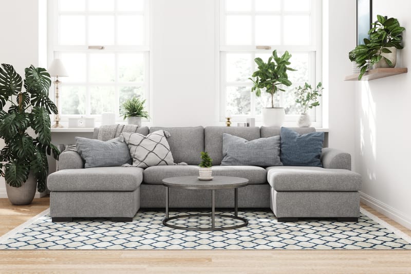 Porto U-sofa med Dobbeldivan - Lysegrå - Møbler - Sofaer - U-sofa