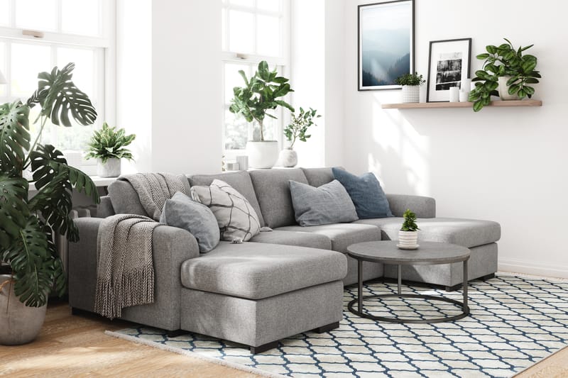 Porto U-sofa med Dobbeldivan - Lysegrå - Møbler - Sofaer - U-sofa