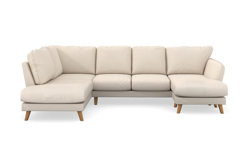 Trend Lyx U-Sofa med Divan Høyre - Beige Kordfløyel - Skinnsofaer - Fløyel sofaer - U-sofa