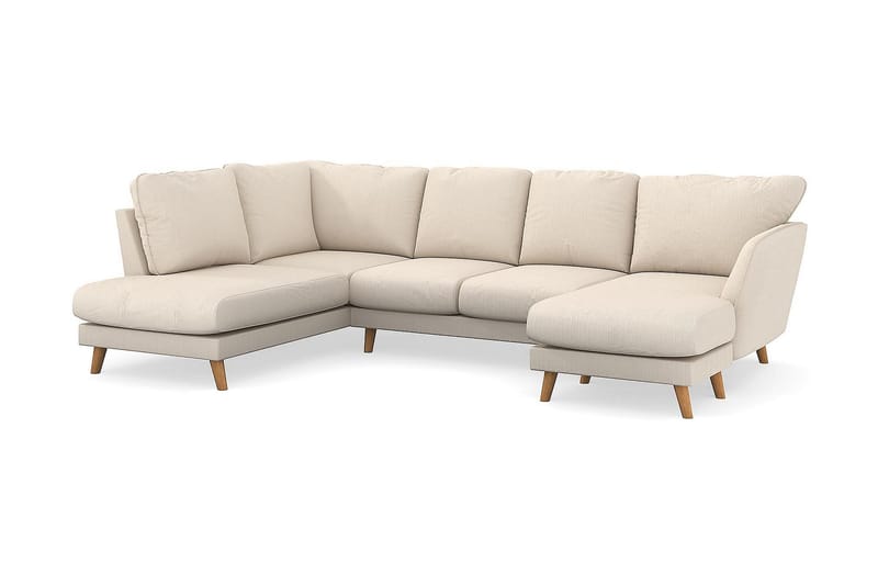Trend Lyx U-Sofa med Divan Høyre - Beige Kordfløyel - Skinnsofaer - Fløyel sofaer - U-sofa