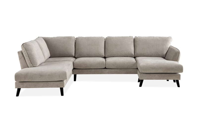 Trend Lyx U-Sofa med Divan Høyre - Beige - Skinnsofaer - Fløyel sofaer - U-sofa