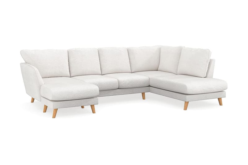 Trend Lyx U-Sofa med Divan Venstre - Hvit|Bouclé - Møbler - Sofaer - U-sofa