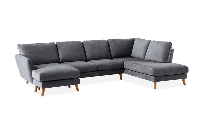 Trend Lyx U-Sofa med Divan Venstre - Mørkegrå/Eik - Møbler - Sofaer - U-sofa