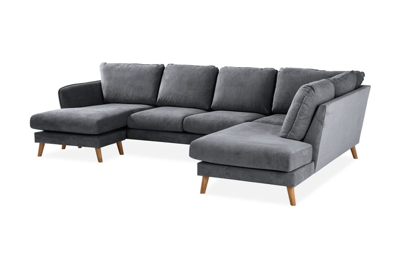 Trend Lyx U-Sofa med Divan Venstre - Mørkegrå/Eik - Møbler - Sofaer - U-sofa