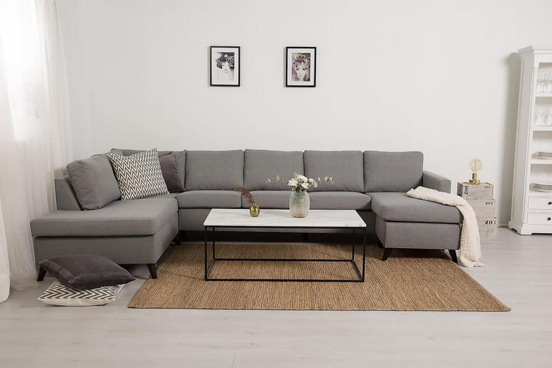 Zero U-sofa Large med Divan Høyre - Lysegrå - Møbler - Sofaer - U-sofa