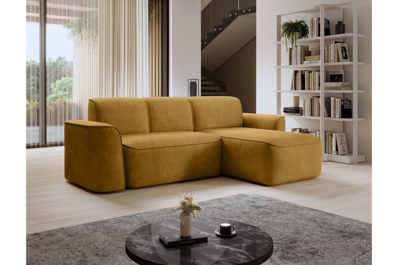 Ume 4-seter Sofa med Sjeselong - Gul - Møbler - Sofaer - Sofa med sjeselong