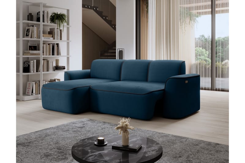 Ume 4-seters Sofa med Sjeselong - Blå - Møbler - Sofaer - Sofa med sjeselong