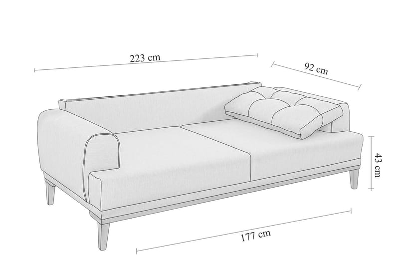 Valsot 3-seters Sofa - Antrasitt - Møbler - Sofaer - Sofa 3 seter