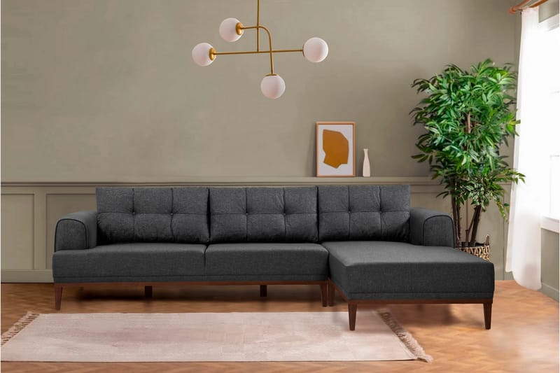 Valsot 4-seters Sofa med Divan - Antrasitt - Møbler - Sofaer - Sofa med sjeselong