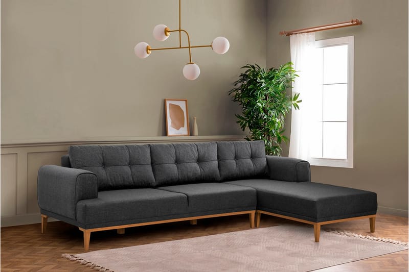 Valsot 4-seters Sofa med Divan - Antrasitt - Møbler - Sofaer - Sofa med sjeselong