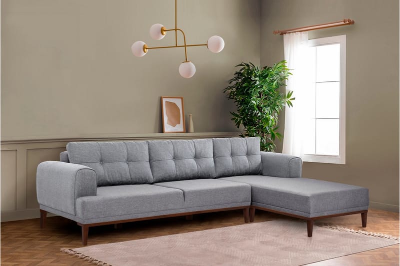 Valsot 4-seters Sofa med Divan - Grå - Møbler - Sofaer - Sofa med sjeselong