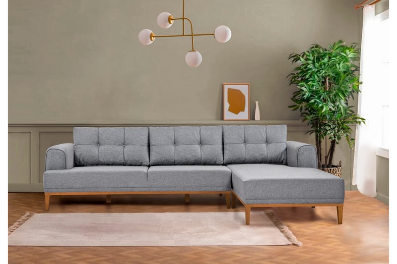 Valsot 4-seters Sofa med Divan - Grå - Møbler - Sofaer - Sofa med sjeselong