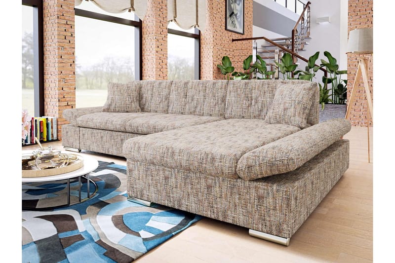 Vananda Sofa med Sjeselong 3-seter - Flerfarget/Beige - Møbler - Sofaer - Sofa med sjeselong