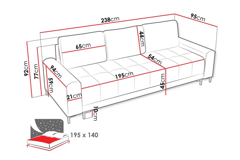 Vilshult Sofa 3-seter - Grå - Møbler - Sofaer - Sofa 3 seter