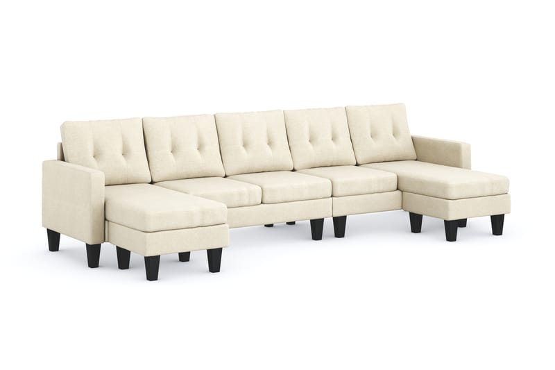 Vislanda 5-seters Sofa med Dobbel Sjeselong - Beige - Møbler - Sofaer - U-sofa