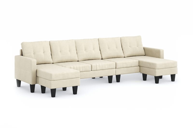 Vislanda 5-seters Sofa med Dobbel Sjeselong - Beige - Møbler - Sofaer - U-sofa