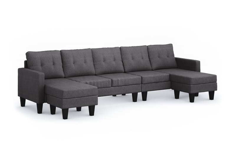 Vislanda 5-seters Sofa med Dobbel Sjeselong - Grå - Møbler - Sofaer - U-sofa