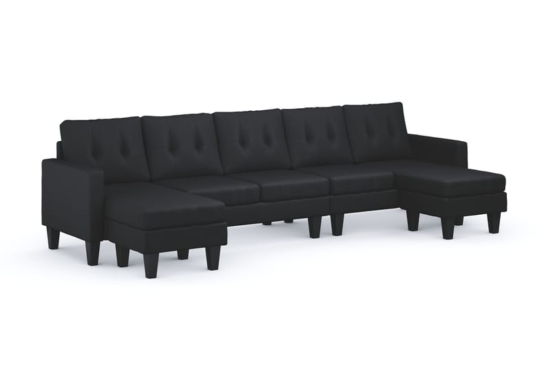 Vislanda 5-seters Sofa med Dobbel Sjeselong - Svart - Møbler - Sofaer - U-sofa