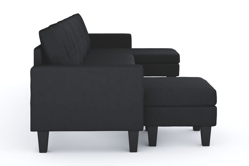 Vislanda 5-seters Sofa med Dobbel Sjeselong - Svart - Møbler - Sofaer - U-sofa