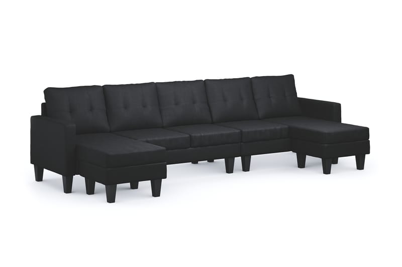 Vislanda 5-seters Sofa med Dobbel Sjeselong - Svart - Møbler - Sofaer - U-sofa