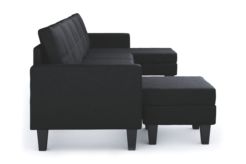 Vislanda 5-seters Sofa med Dobbel Sjeselong - Svart - Møbler - Sofaer - U-sofa