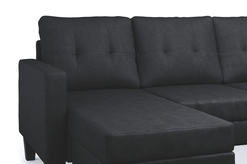 Vislanda 5-seters Sofa med Dobbel Sjeselong - Svart - Møbler - Sofaer - U-sofa