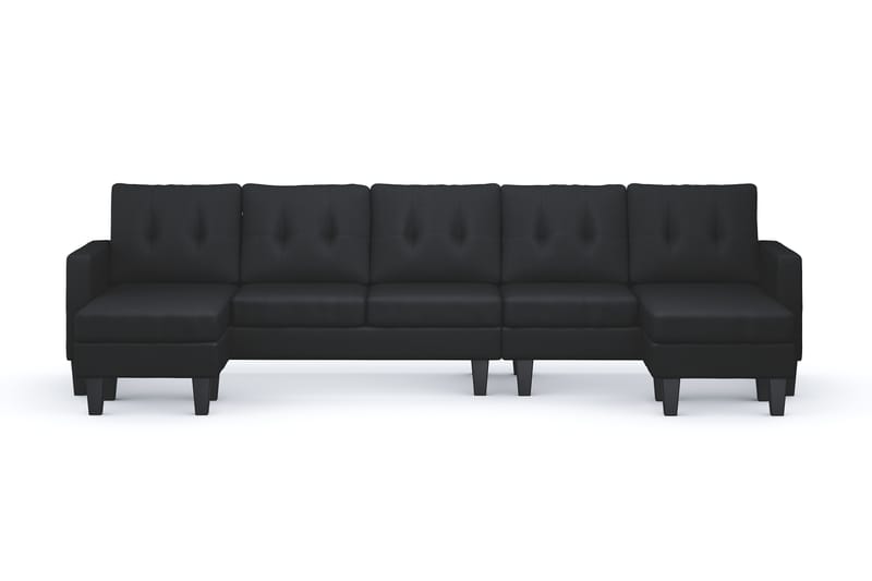 Vislanda 5-seters Sofa med Dobbel Sjeselong - Svart - Møbler - Sofaer - U-sofa