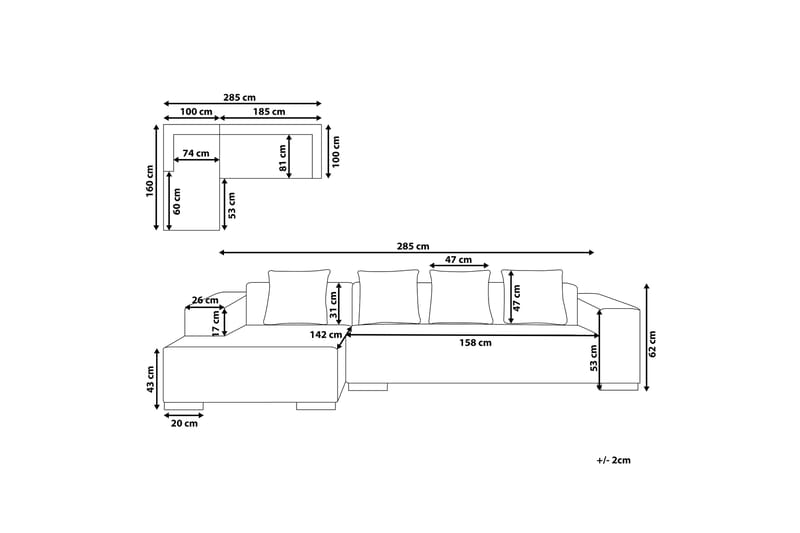 Westerfeld Hjørnesofa 4-seter - Hvit - Møbler - Sofaer - Hjørnesofa