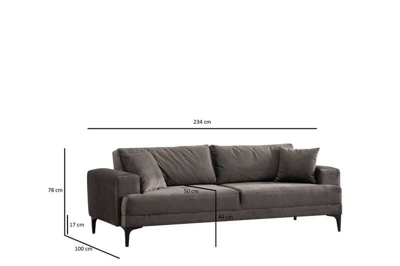 Winskill Sofa 3-seter - Antrasitt - Møbler - Sofaer - Sofa 3 seter