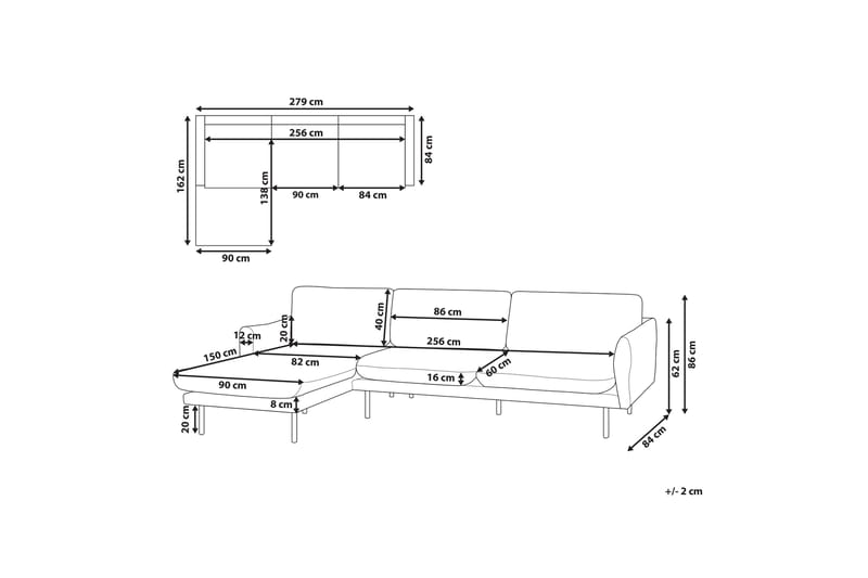 Woodal Hjørnesofa 4-seter - Beige/Svart - Møbler - Sofaer - Hjørnesofa