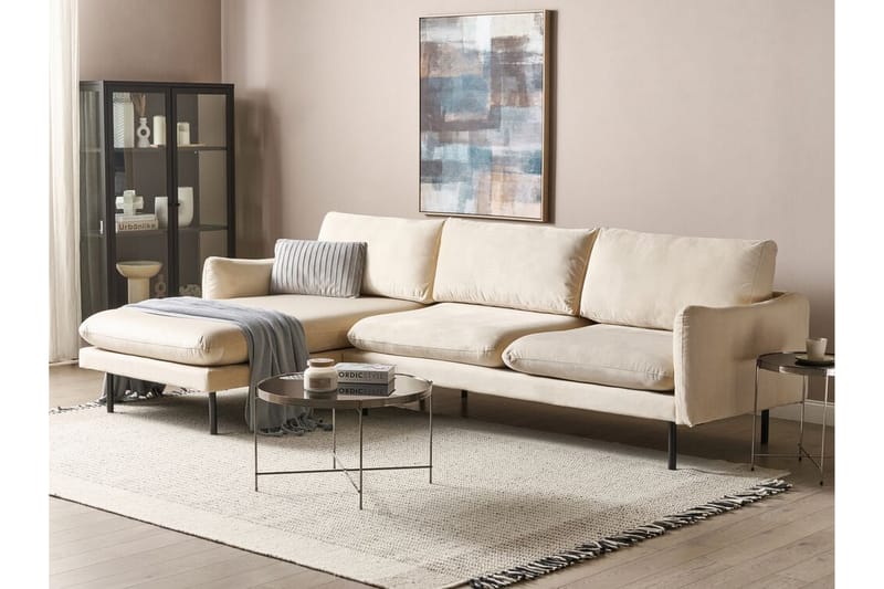 Woodal Hjørnesofa 4-seter - Beige/Svart - Møbler - Sofaer - Hjørnesofa