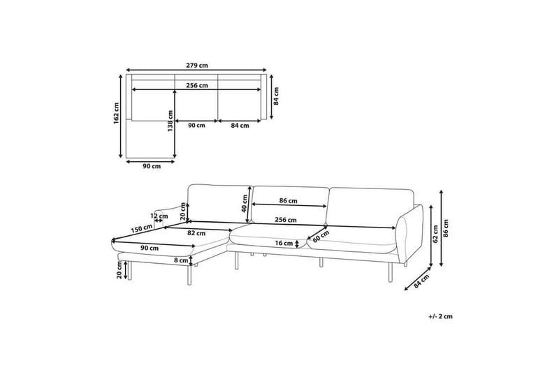 Woodal Hjørnesofa 4-seter - Grå/Svart - Møbler - Sofaer - Hjørnesofa