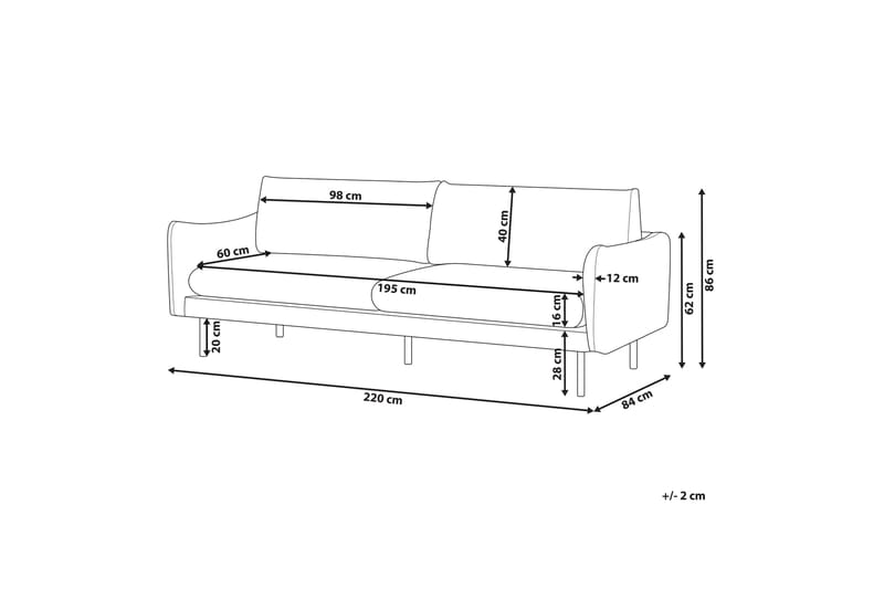 Woodal Sofa 3-seter - Beige/Svart - Møbler - Sofaer - Sofa 3 seter