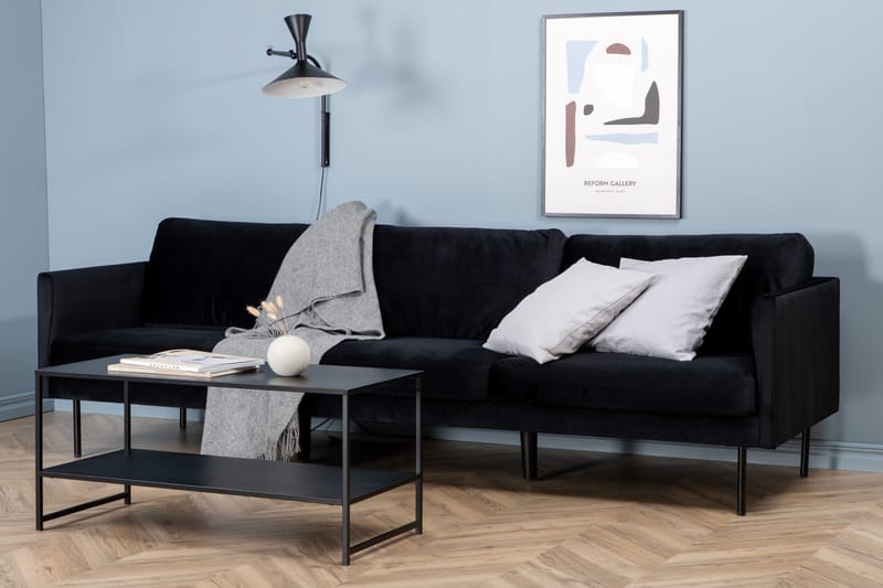 Zoom 3-seter Sofa Fløyel - Svart - Møbler - Sofaer - Sofa 3 seter