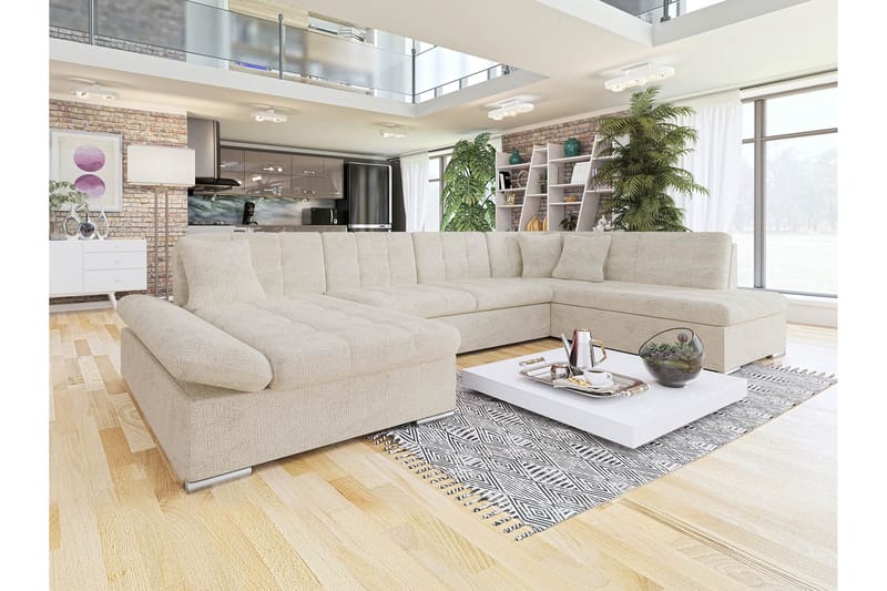 Zumar Sofa med Sjeselong og Divan 4-seter - Beige - Møbler - Sofaer - U-sofa