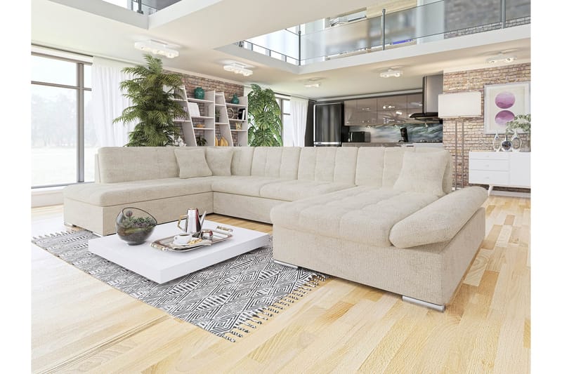 Zumar Sofa med Sjeselong og Divan 4-seter - Beige - Møbler - Sofaer - U-sofa