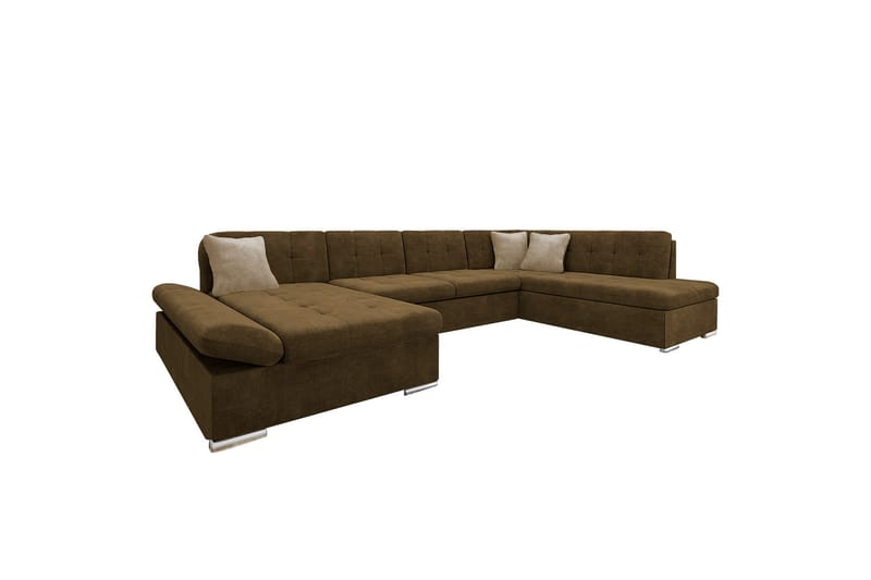 Zumar Sofa med Sjeselong og Divan 4-seter - Brun/Beige - Møbler - Sofaer - U-sofa