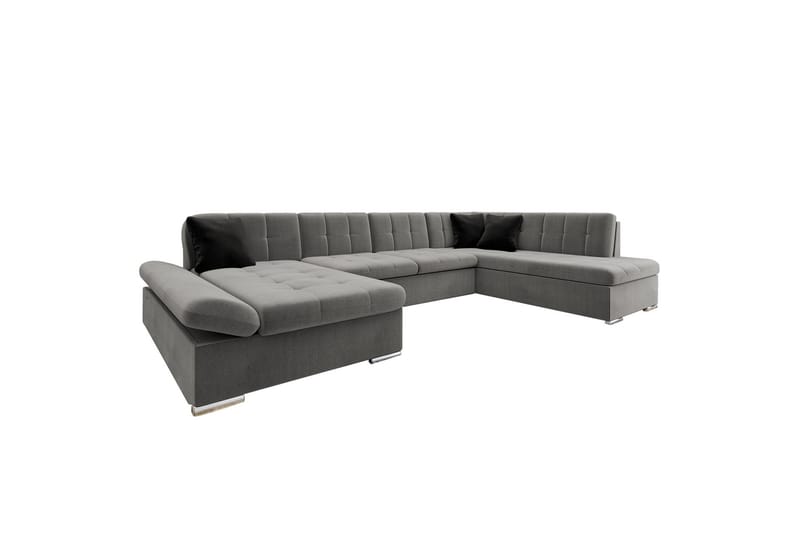 Zumar Sofa med Sjeselong og Divan 4-seter - Grå/Svart - Møbler - Sofaer - U-sofa