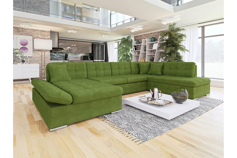 Zumar Sofa med Sjeselong og Divan 4-seter - Grønn - Møbler - Sofaer - U-sofa