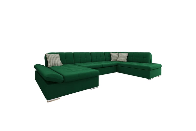 Zumar Sofa med Sjeselong og Divan 4-seter - Grønn - Møbler - Sofaer - U-sofa