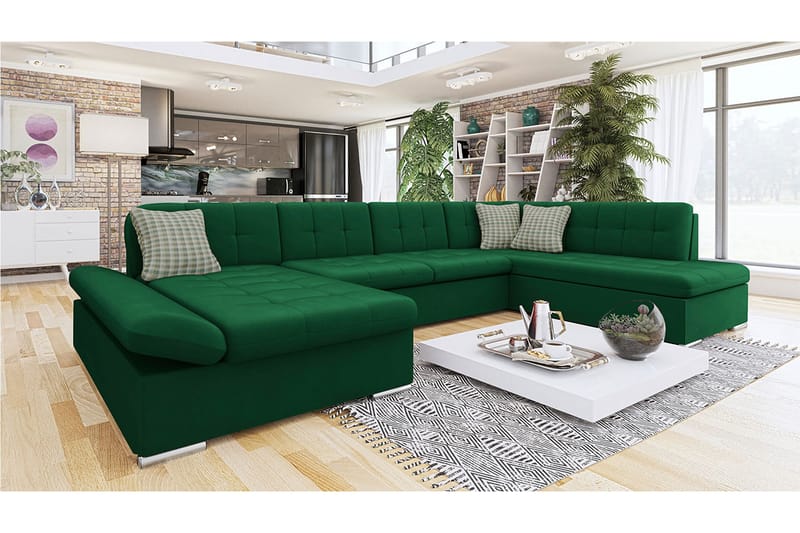 Zumar Sofa med Sjeselong og Divan 4-seter - Grønn - Møbler - Sofaer - U-sofa