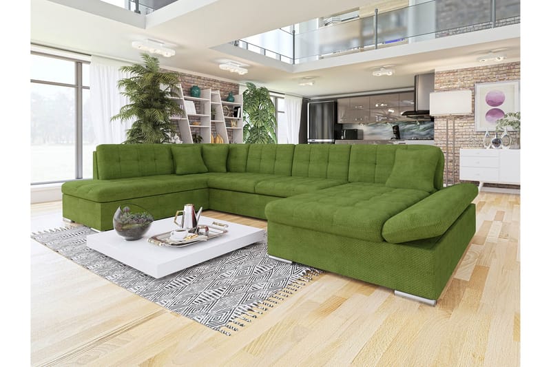 Zumar Sofa med Sjeselong og Divan 4-seter - Grønn - Møbler - Sofaer - U-sofa