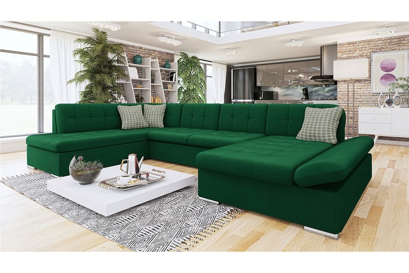 Zumar Sofa med Sjeselong og Divan 4-seter - Grønn - Møbler - Sofaer - U-sofa