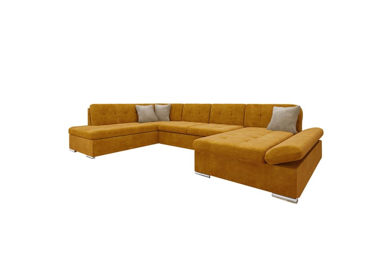 Zumar Sofa med Sjeselong og Divan 4-seter - Gul/Beige - Møbler - Sofaer - U-sofa